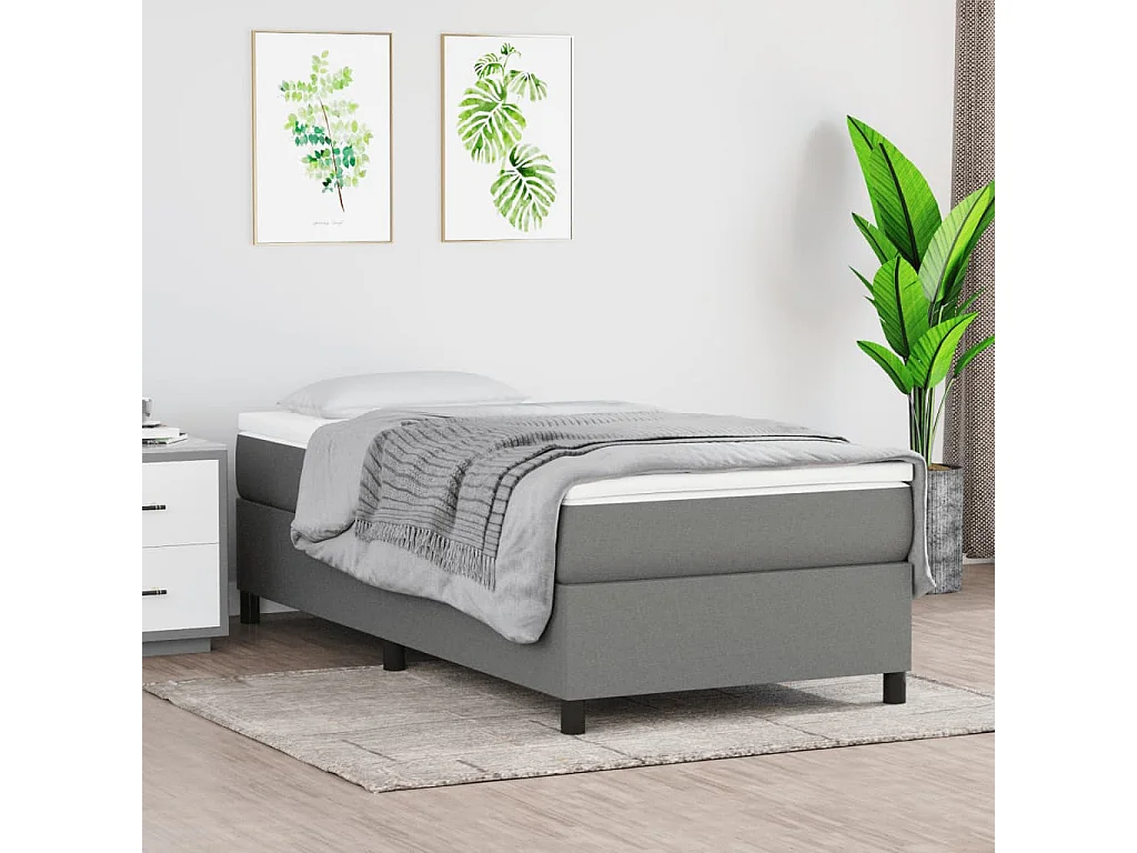 Cama continental com molas+ colchão 80x200 cm tecido cinzento-escuro PT425914