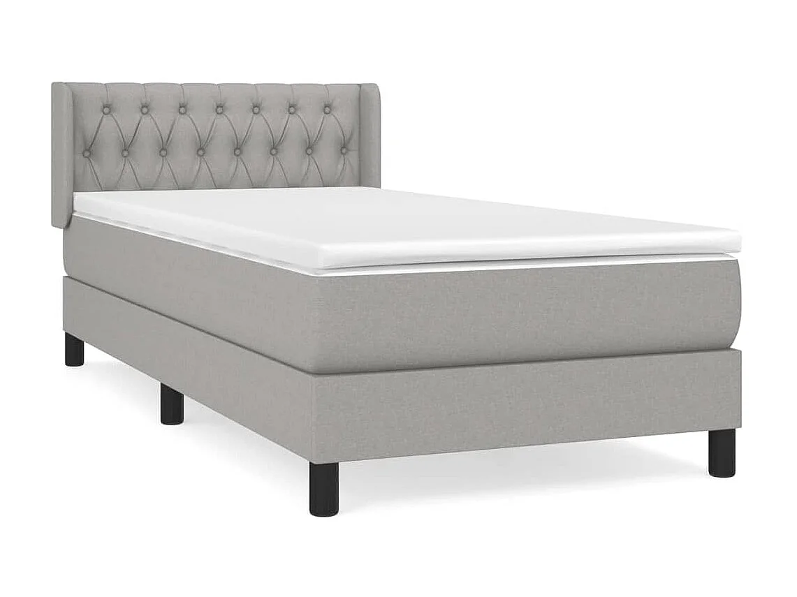 Ensemble complet boxspring - 90x190 cm + sommier tapissier + matelas Gris clair Tissu SRGW88655