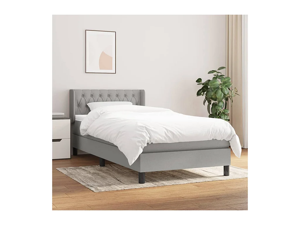 Conjunto Boxspring - 90x190 cm + Somieres + colchón tela gris claro ES35388