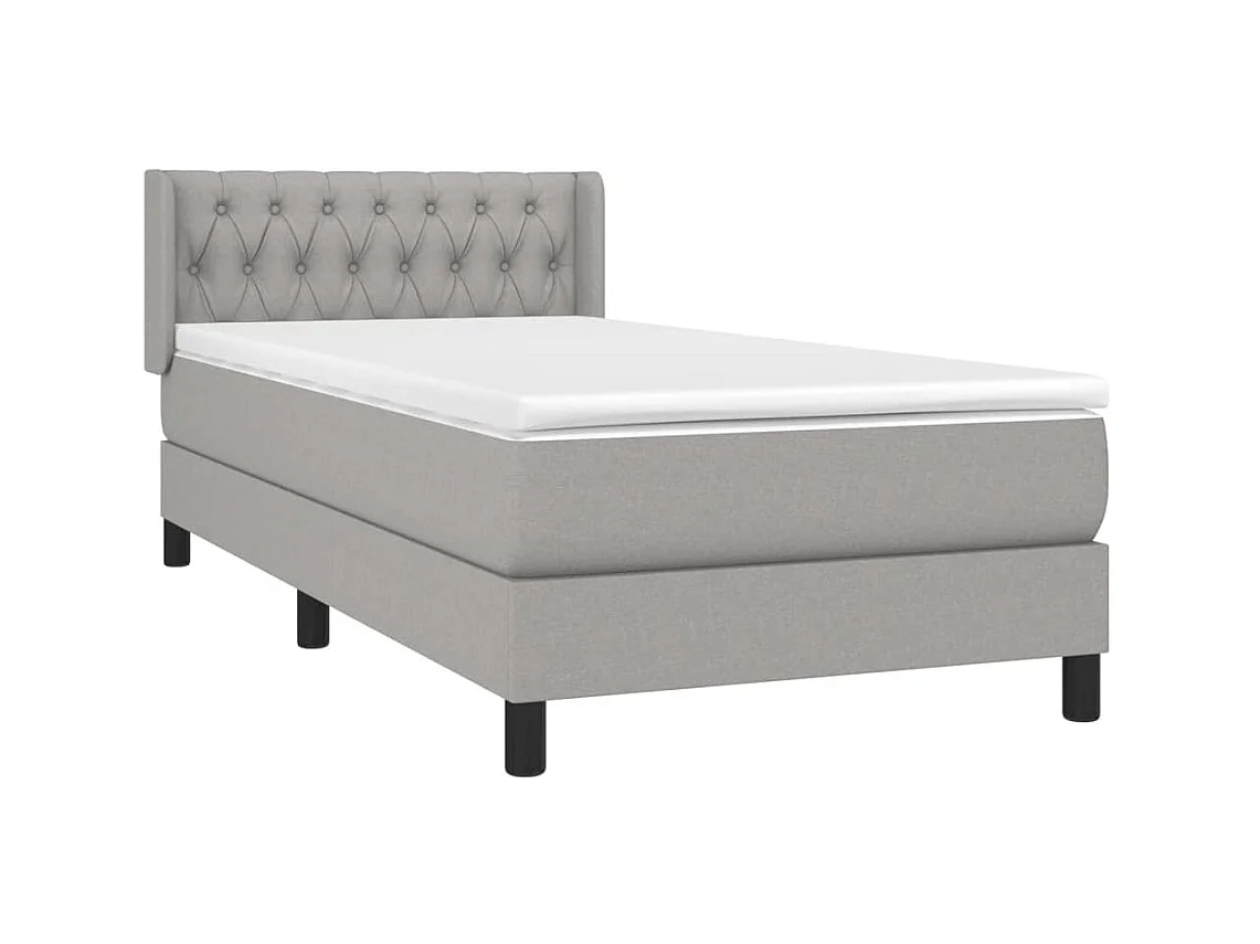 Conjunto Boxspring - 90x190 cm + Somieres + colchón tela gris claro ES35388