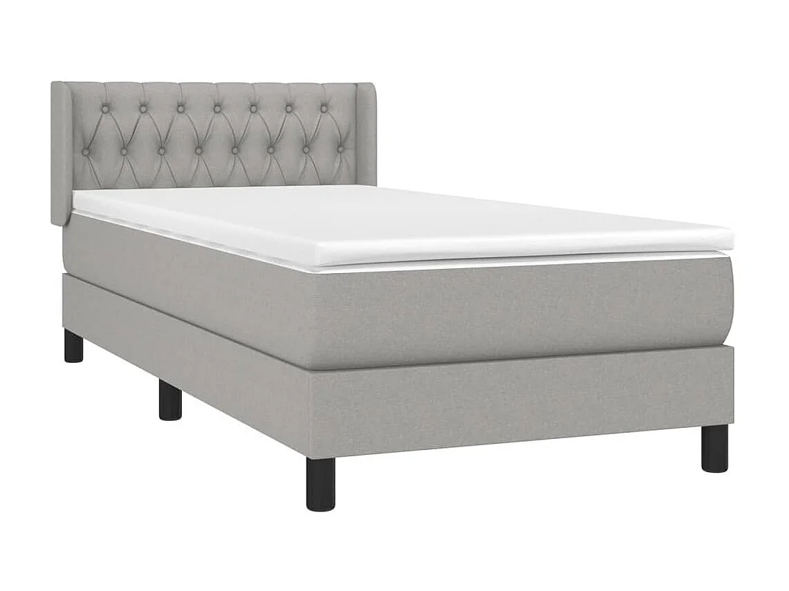 Conjunto Boxspring - 90x190 cm + Somieres + colchón tela gris claro ES35388