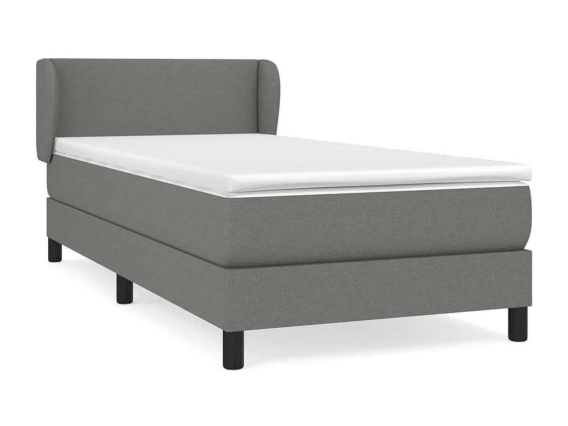 Cama continental com molas+ colchão 90x200 cm tecido cinzento-escuro PT158828