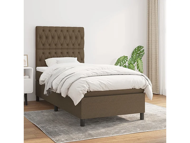 Boxspringbett mit Matratze,Bett für Schlafzimmer Dunkelbraun 90x200 cm Stoff -CFW91402