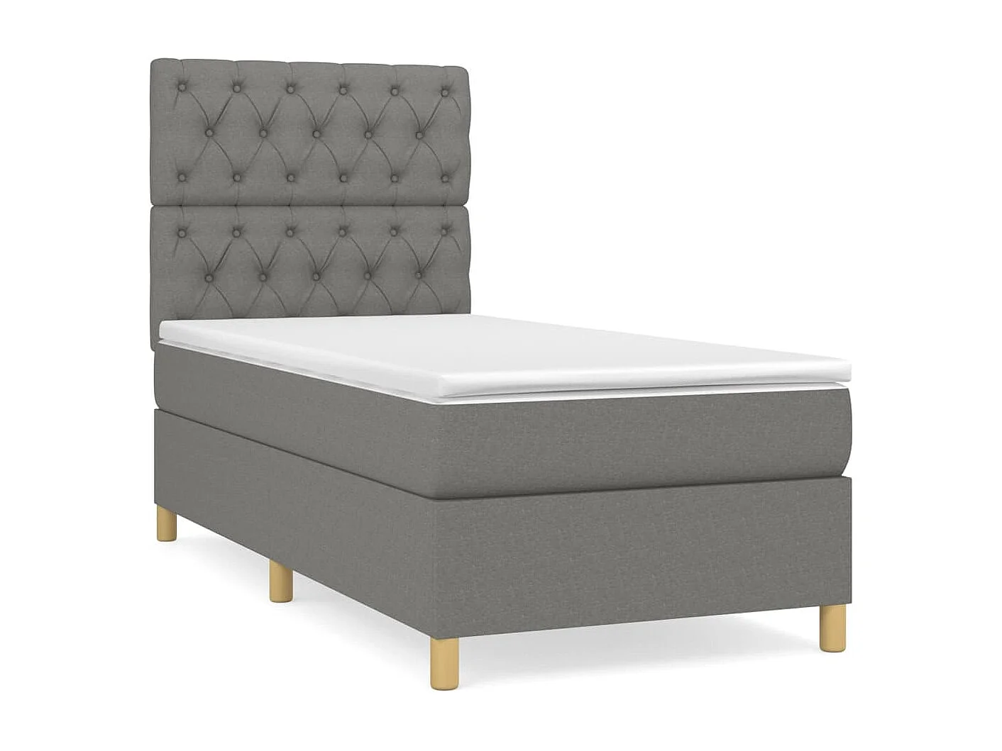 Cama continental com molas+ colchão 80x200 cm tecido cinzento-escuro PT373545