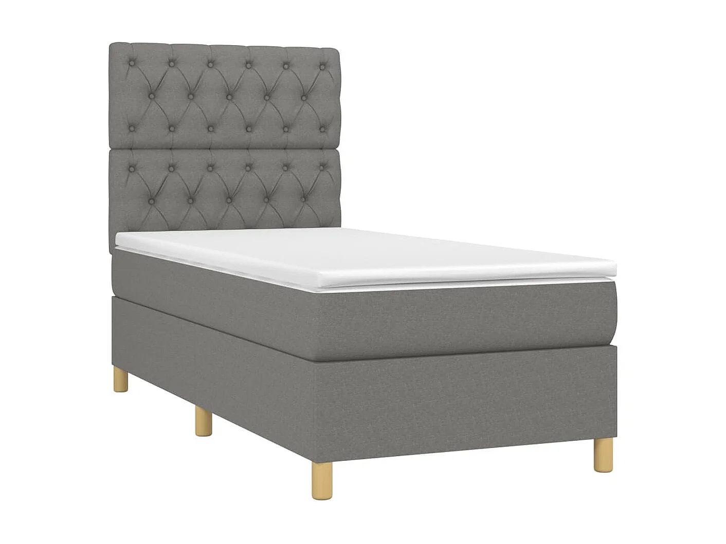 Cama continental com molas+ colchão 80x200 cm tecido cinzento-escuro PT373545