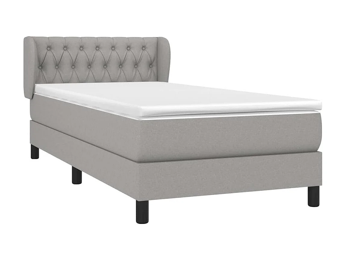 Cama continental com molas+ colchão 90x200 cm tecido cinza-claro PT358537