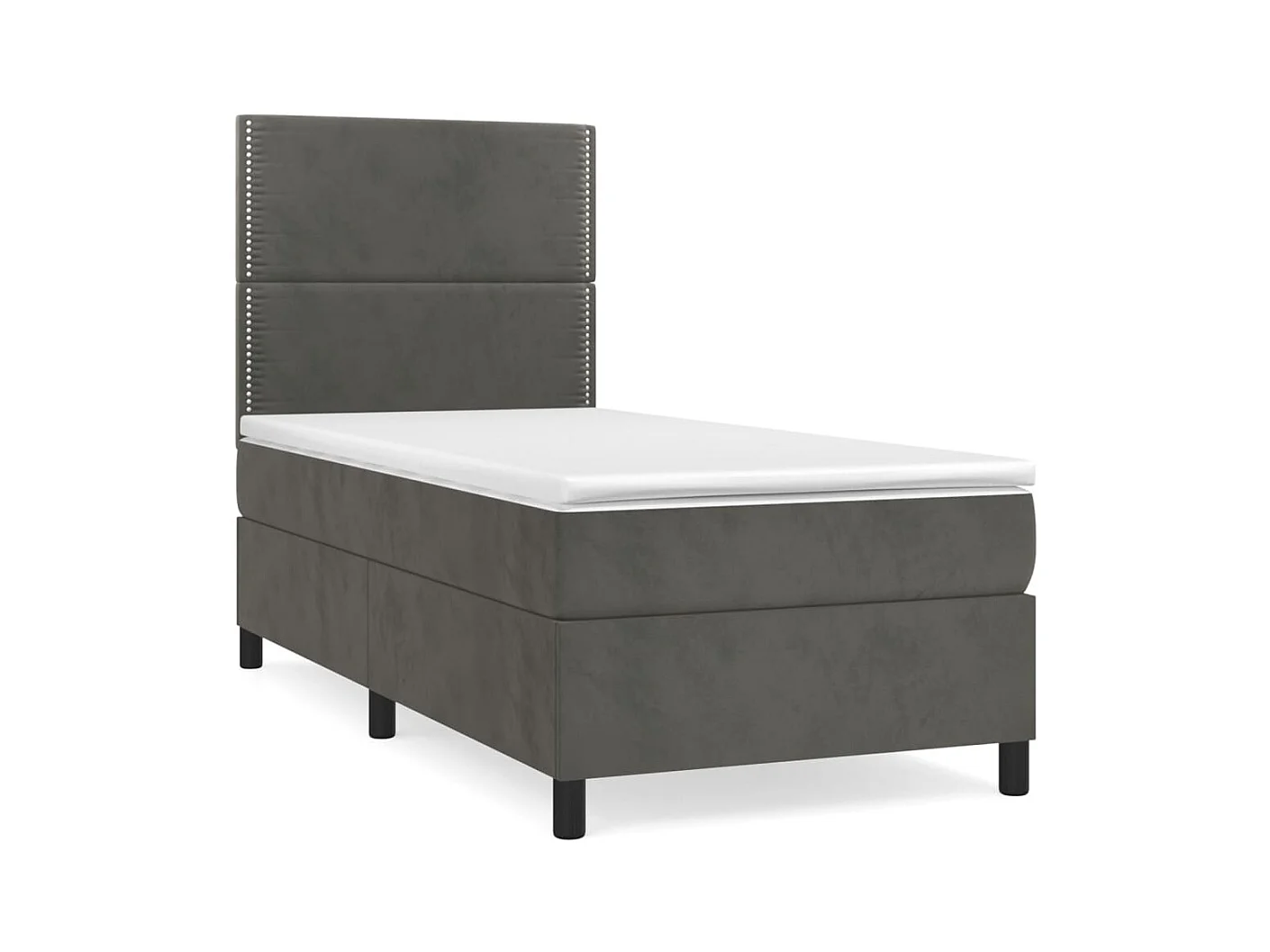 Conjunto Boxspring - 100x200 cm + Somieres + colchón terciopelo gris oscuro ES41388