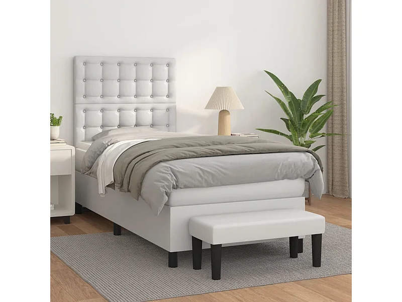 Boxspringbett mit Matratze,Bett für Schlafzimmer Weiß 80x200 cm Kunstleder -CFW82923
