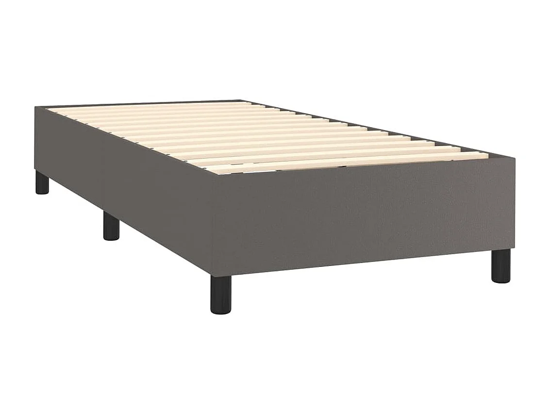 Conjunto Boxspring - 90x190 cm + Somieres + colchón + LED cuero sintético gris ES44933