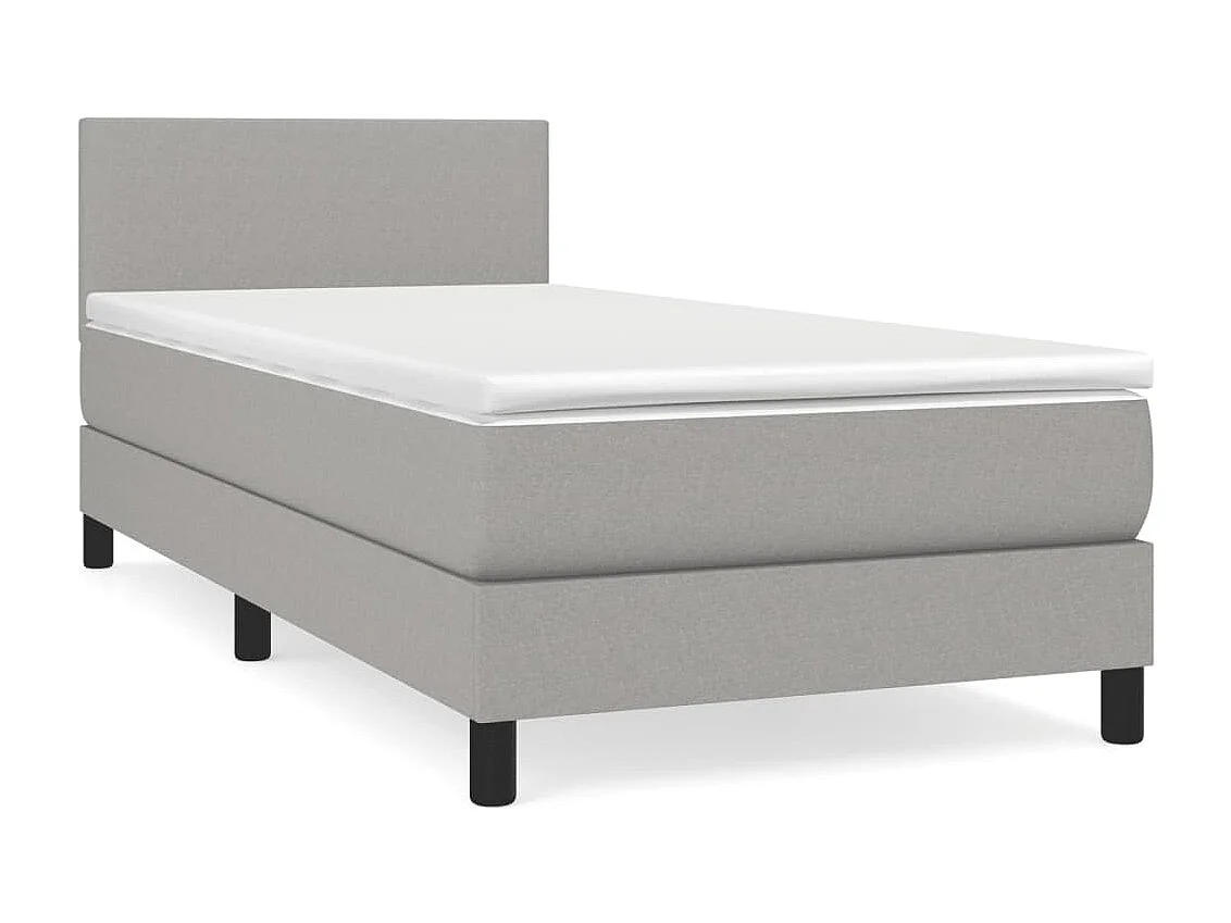 Ensemble complet boxspring - 80x200 cm + sommier tapissier + matelas Gris clair Tissu SRGW66712