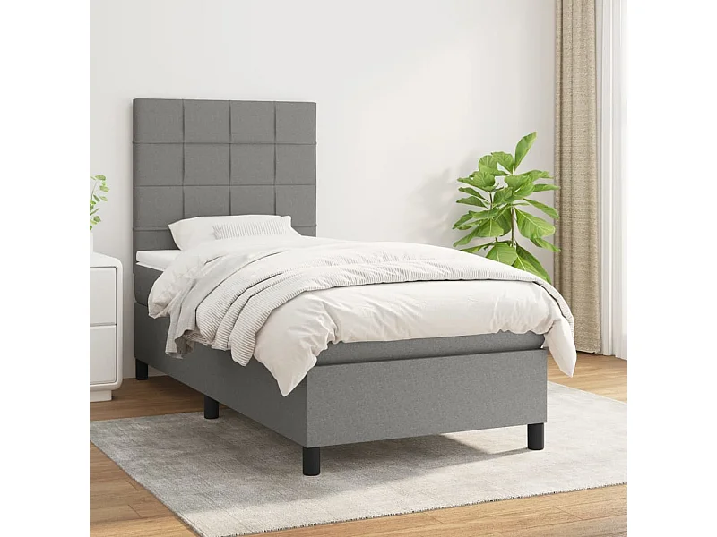 Boxspringbett mit Matratze,Bett für Schlafzimmer Dunkelgrau 100x200 cm Stoff -CFW55054