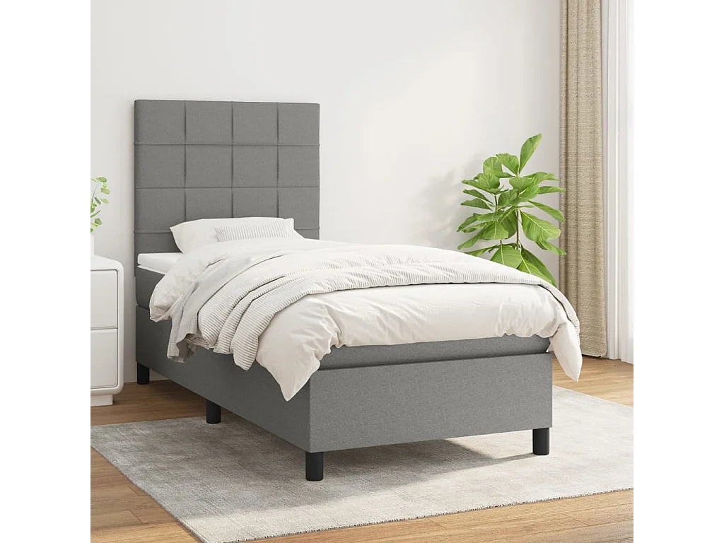 Boxspringbett mit Matratze,Bett für Schlafzimmer Dunkelgrau 100x200 cm Stoff -CFW55054