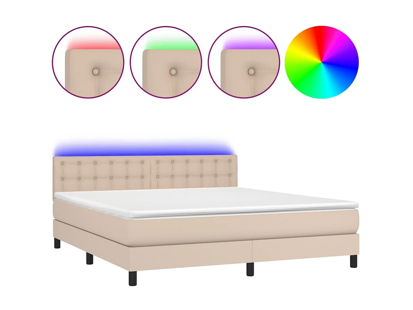 Lit-160x200 cm avec sommier à lattes de lit + matelas LED Cappuccino SRGW25936