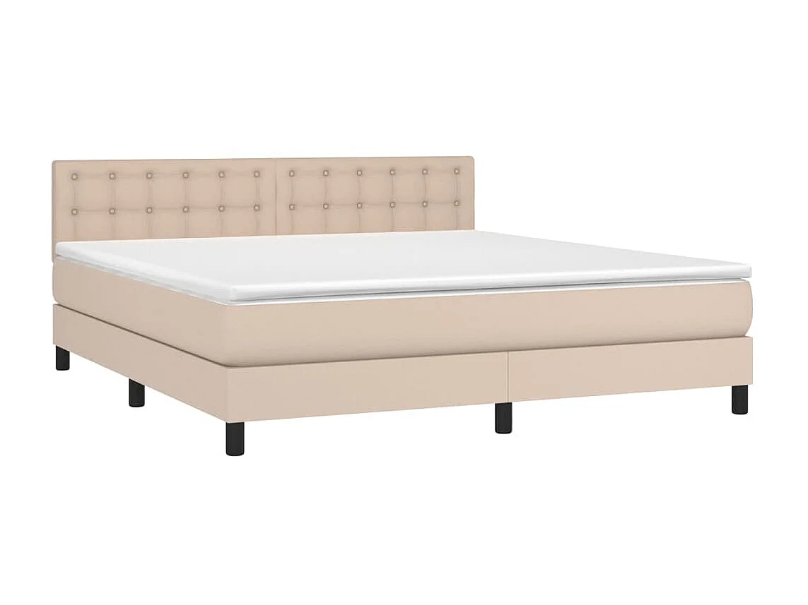 Lit-160x200 cm avec sommier à lattes de lit + matelas LED Cappuccino SRGW25936