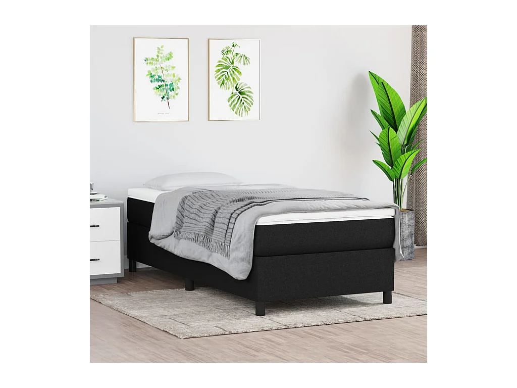 Ensemble complet boxspring - 90x200 cm + sommier tapissier + matelas Noir Tissu SRGW94320