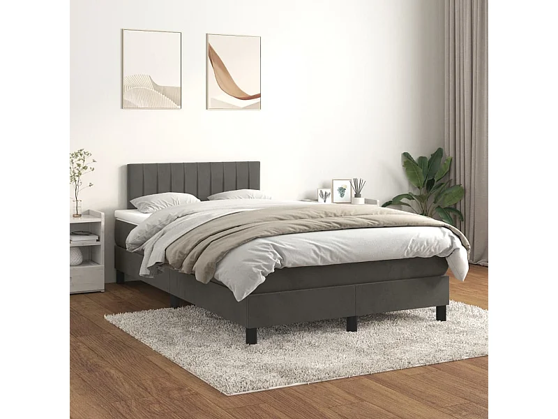 Boxspringbett mit Matratze,Bett für Schlafzimmer Dunkelgrau 120x200 cm Samt -CFW97103
