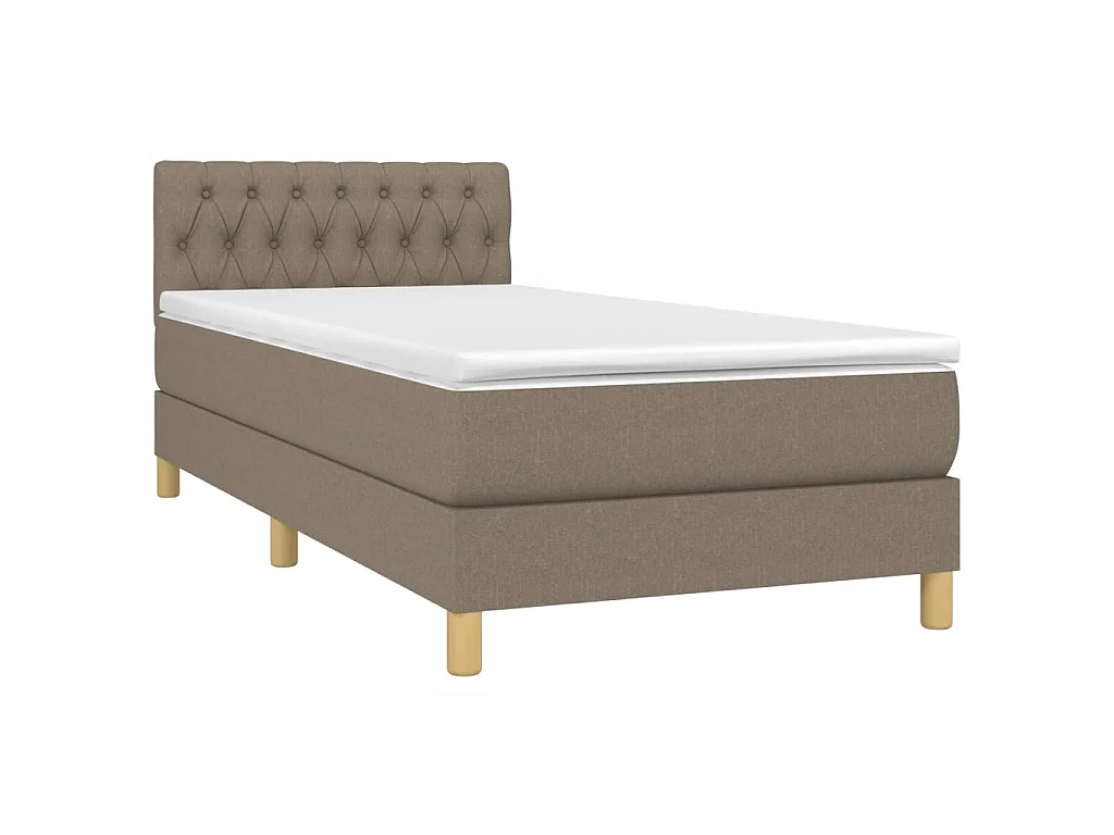 Ensemble complet boxspring - 90x200 cm + sommier tapissier + matelas Taupe Tissu SRGW78289