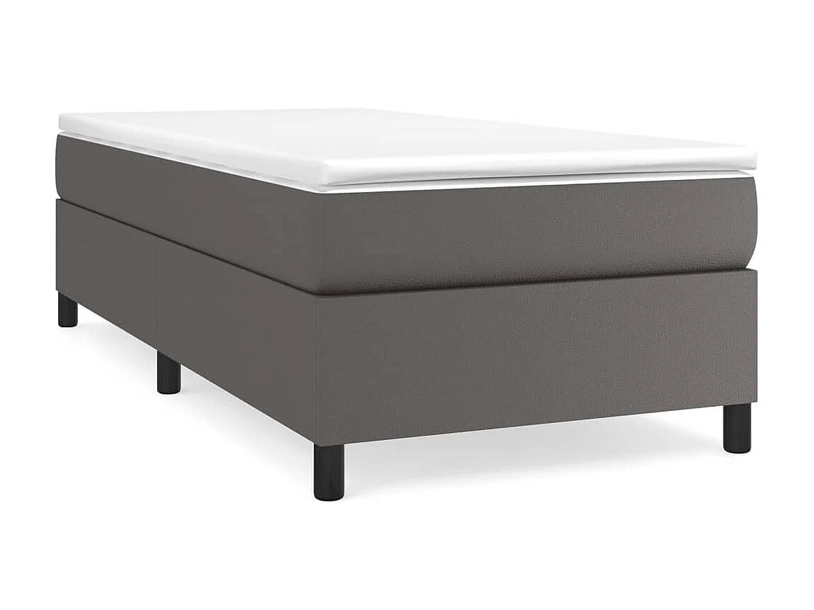 Ensemble complet boxspring - 100x200 cm + sommier tapissier + matelas Gris Similicuir SRGW68845