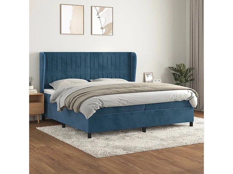 Boxspringbett mit Matratze,Bett für Schlafzimmer Dunkelblau 200x200 cm Samt -CFW22807