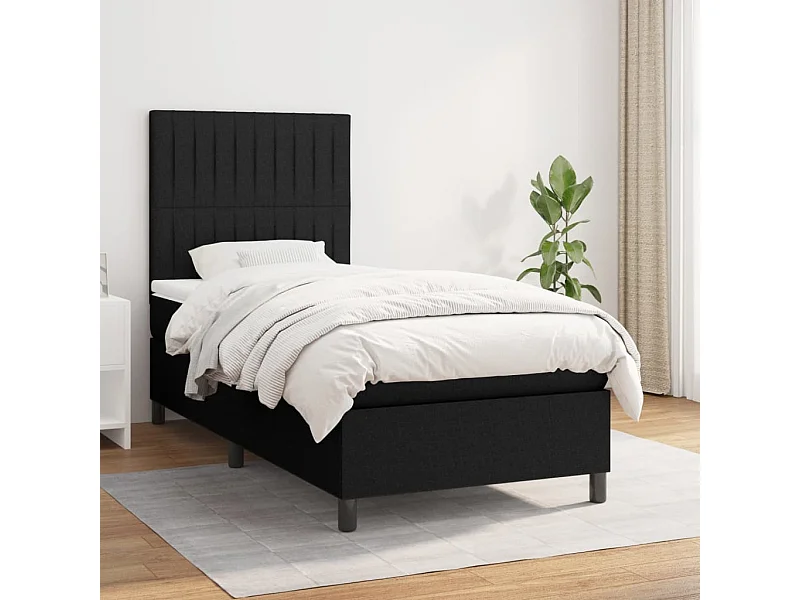 Cama continental com molas+ colchão 100x200 cm tecido preto PT383782