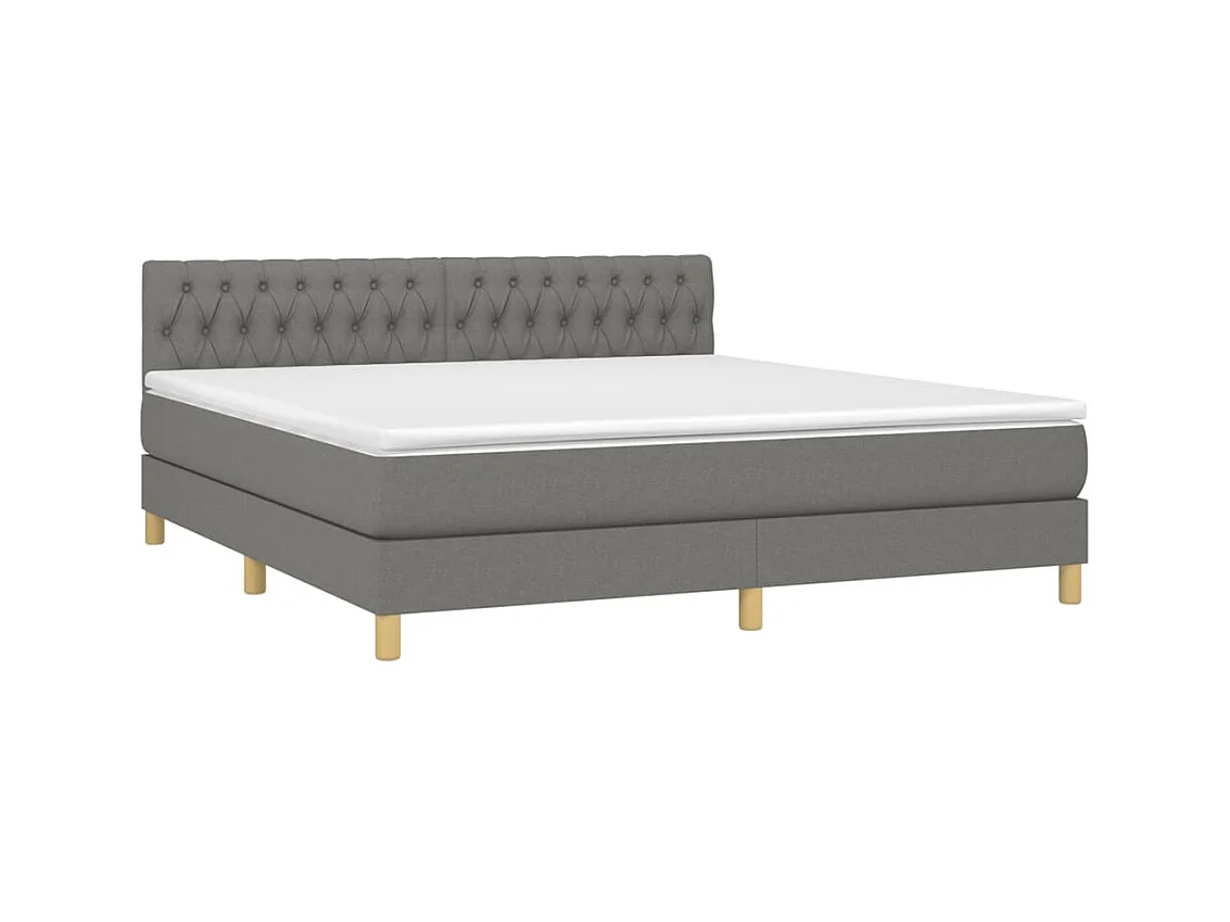 Conjunto Boxspring - 180x200 cm + Somieres + colchón + LED tela gris oscuro ES42926