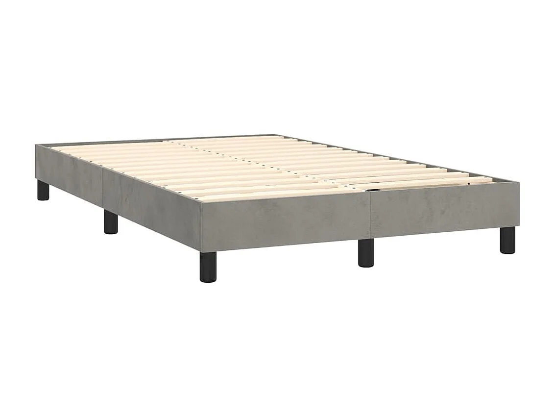 Ensemble complet boxspring - 120x200 cm + sommier tapissier + matelas Gris clair Velours SRGW42577