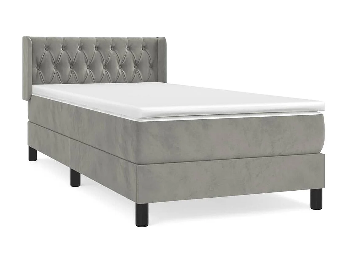 Boxspringbett mit Matratze,Bett für Schlafzimmer Hellgrau 100x200 cm Samt -CFW24788