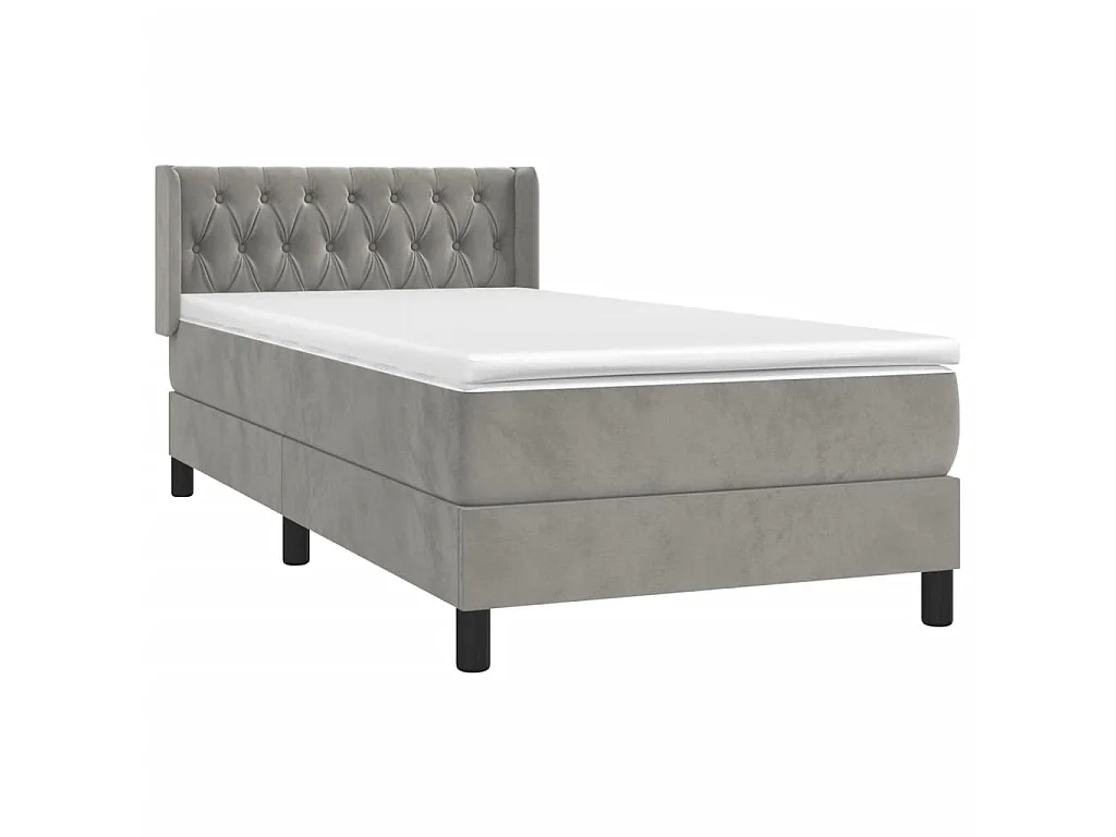 Boxspringbett mit Matratze,Bett für Schlafzimmer Hellgrau 100x200 cm Samt -CFW24788