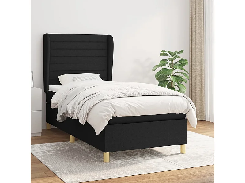 Boxspringbett mit Matratze,Bett für Schlafzimmer Schwarz 90x200 cm Stoff -CFW17612