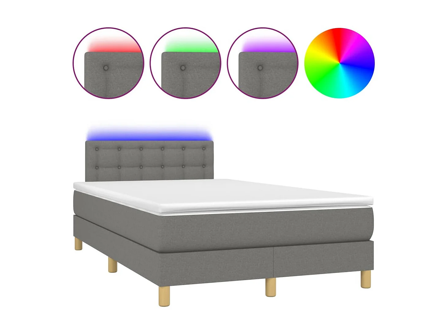 LED-Boxspringbett mit Matratze,Bett für Schlafzimmer Dunkelgrau 120x200 cm Stoff -CFW82456
