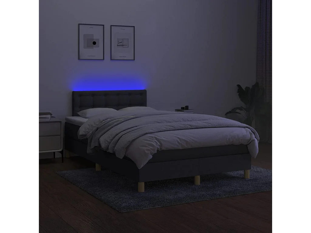 LED-Boxspringbett mit Matratze,Bett für Schlafzimmer Dunkelgrau 120x200 cm Stoff -CFW82456