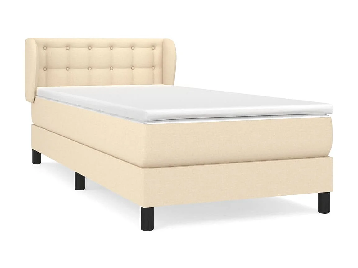 Ensemble complet boxspring - 100x200 cm + sommier tapissier + matelas Crème Tissu SRGW66515