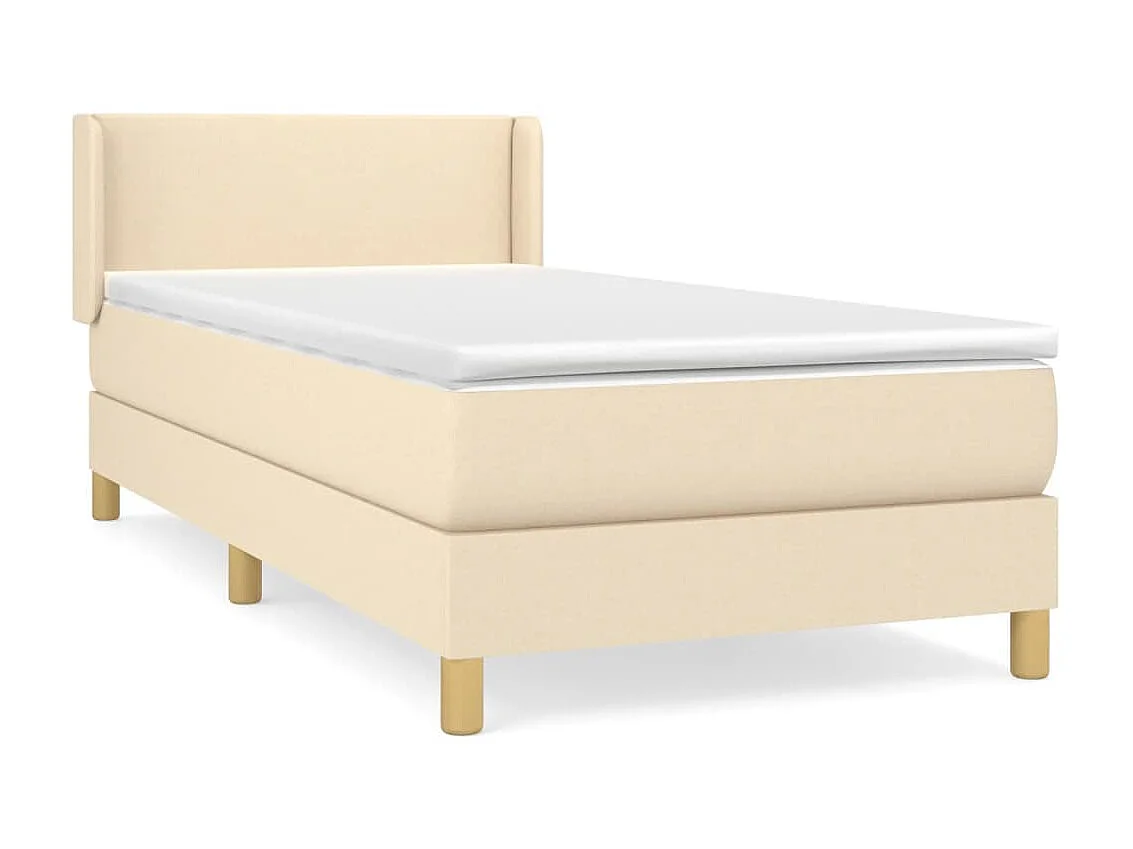 Conjunto Boxspring - 90x200 cm + Somieres + colchón tela color crema ES40356
