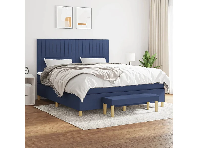 Boxspringbett mit Matratze,Bett für Schlafzimmer Blau 160x200 cm Stoff -CFW92759