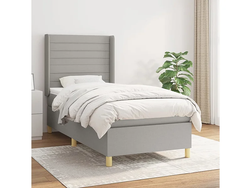 Conjunto Boxspring - 80x200 cm + Somieres + colchón tela gris claro ES36685