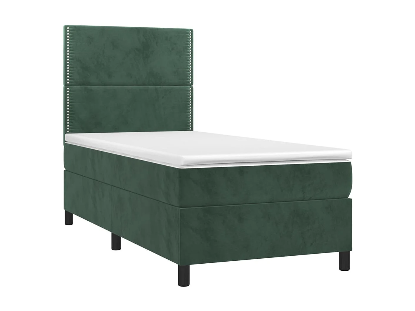 Cama continental com molas+ colchão 100x200 cm veludo verde-escuro PT155285