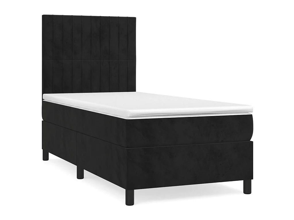 Boxspringbett mit Matratze,Bett für Schlafzimmer Schwarz 90x190 cm Samt -CFW30776