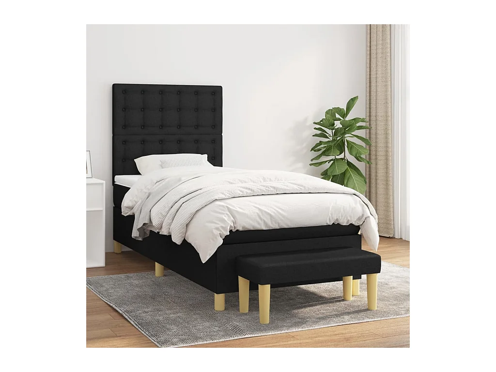 Boxspringbett mit Matratze,Bett für Schlafzimmer Schwarz 80x200 cm Stoff -CFW88347