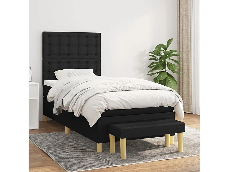 Boxspringbett mit Matratze,Bett für Schlafzimmer Schwarz 80x200 cm Stoff -CFW88347