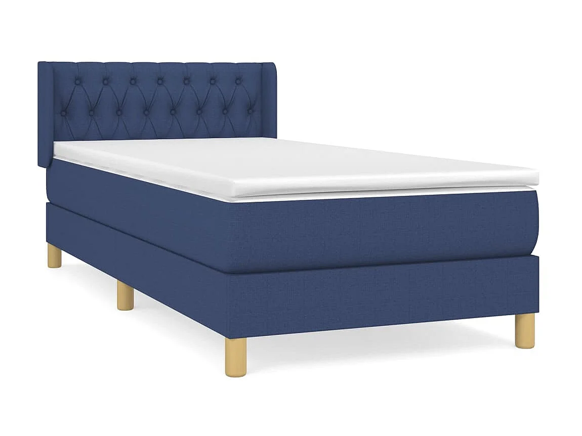 Cama continental com molas+ colchão 90x200 cm tecido azul PT475436