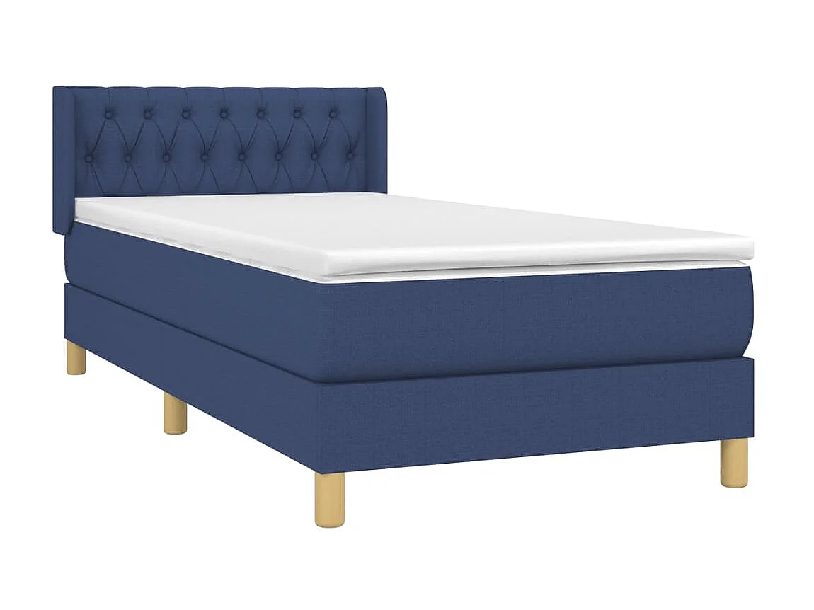 Cama continental com molas+ colchão 90x200 cm tecido azul PT475436