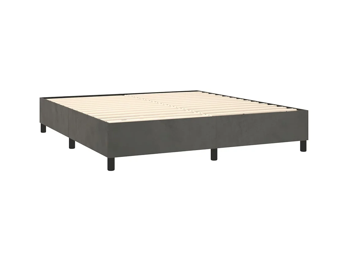 Ensemble complet boxspring - 180x200 cm + sommier tapissier + matelas Gris foncé Velours SRGW92855