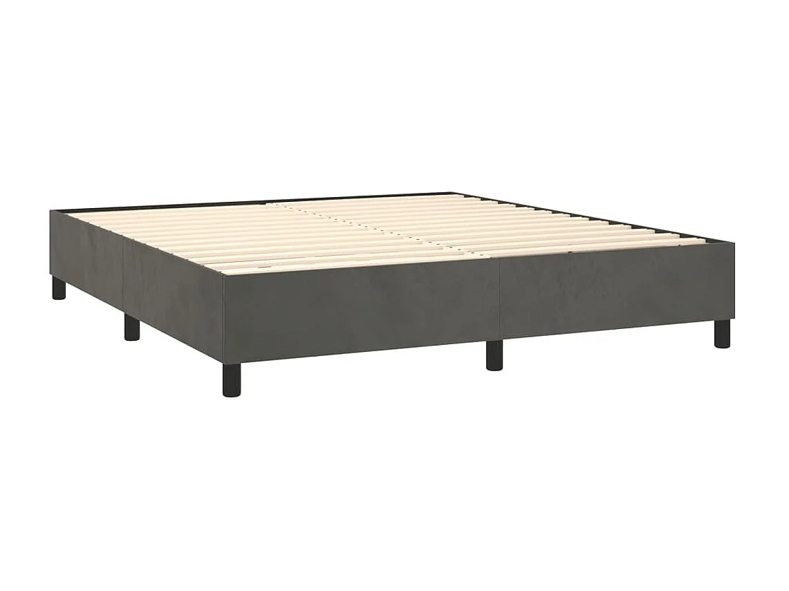 Ensemble complet boxspring - 180x200 cm + sommier tapissier + matelas Gris foncé Velours SRGW92855