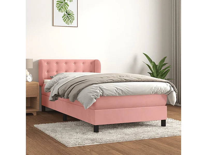 Boxspringbett mit Matratze,Bett für Schlafzimmer Rosa 100x200 cm Samt -CFW15055