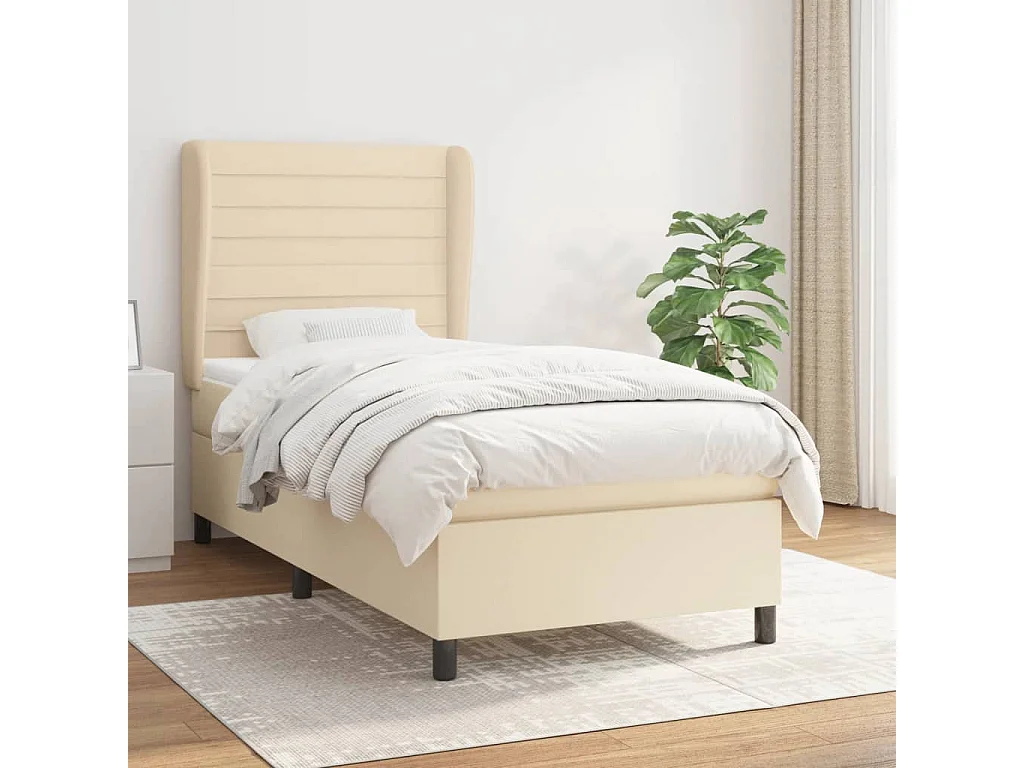 Boxspringbett mit Matratze,Bett für Schlafzimmer Creme 100x200 cm Stoff -CFW71620
