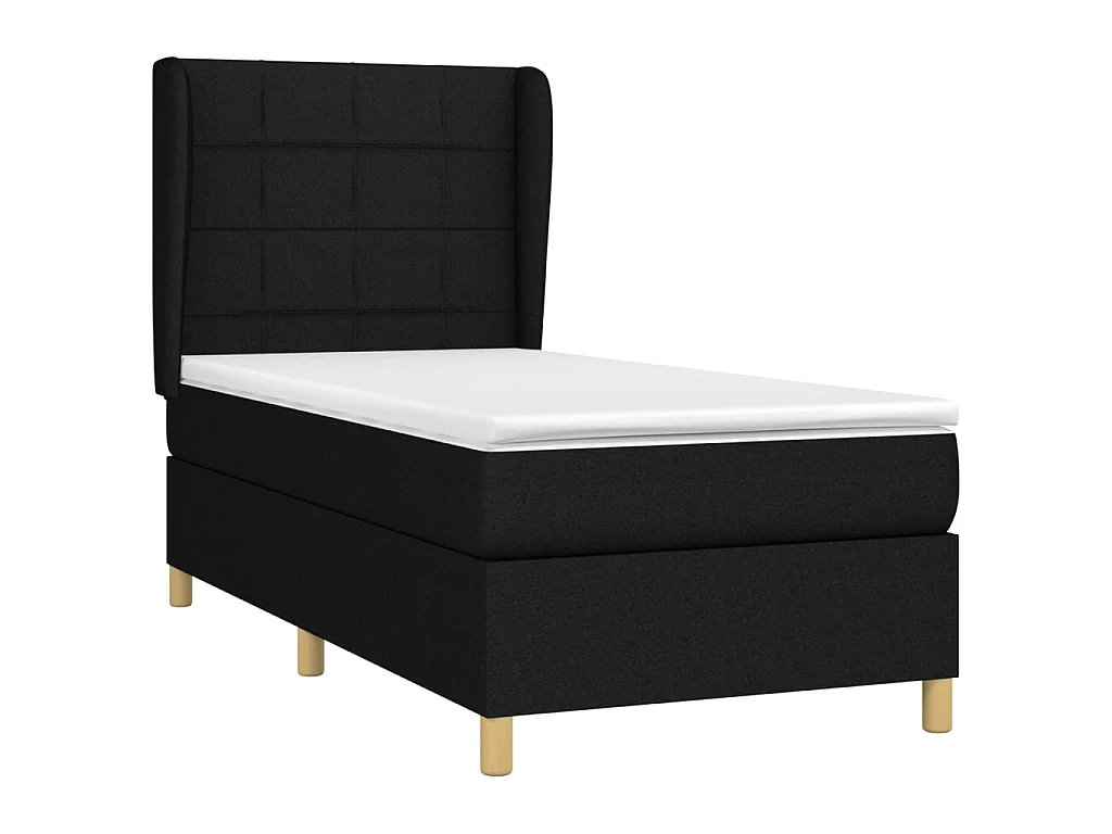 Conjunto Boxspring - 90x190 cm + Somieres + colchón tela negro ES40910
