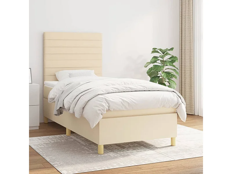 Boxspringbett mit Matratze,Bett für Schlafzimmer Creme 100x200 cm Stoff -CFW55138