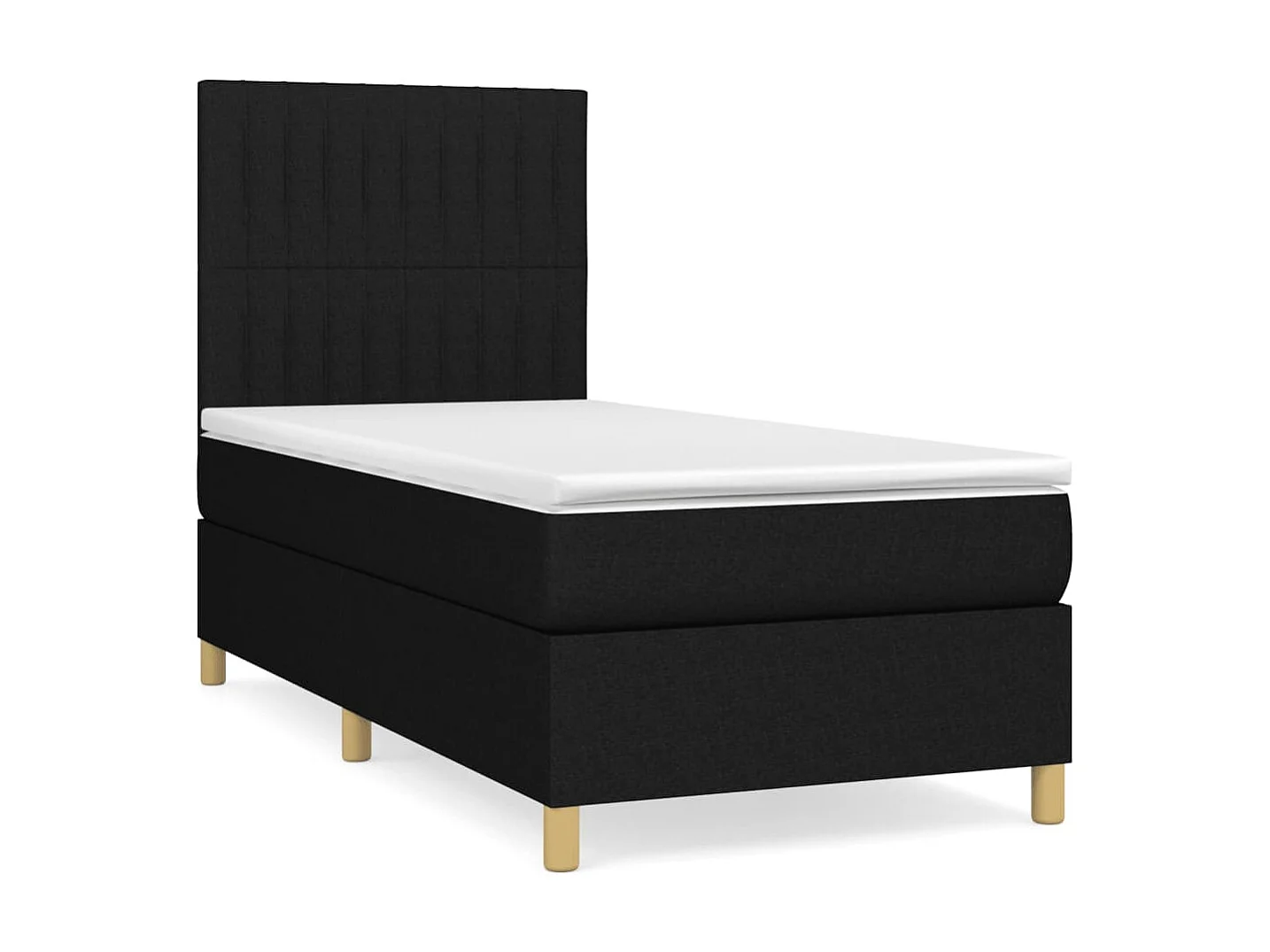 Ensemble complet boxspring - 90x190 cm + sommier tapissier + matelas Noir Tissu SRGW90286