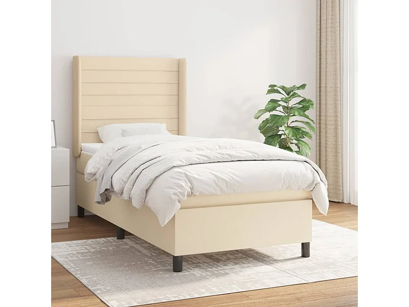 Boxspringbett mit Matratze,Bett für Schlafzimmer Creme 100x200 cm Stoff -CFW19962