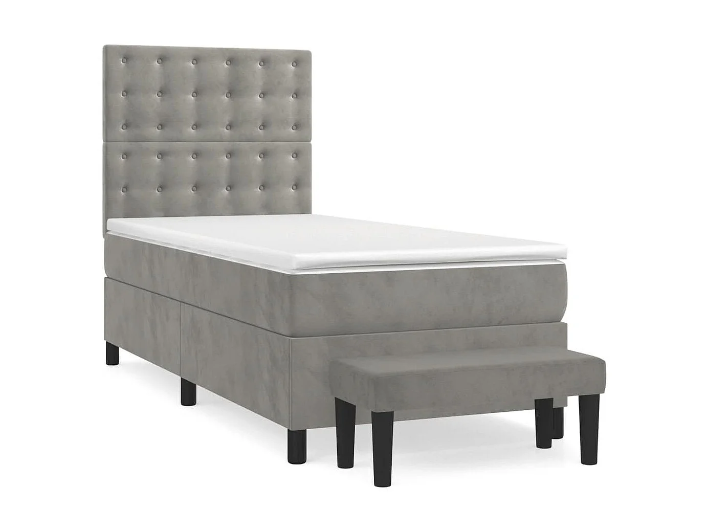 Conjunto Boxspring - 80x200 cm + Somieres + colchón terciopelo gris claro ES35390